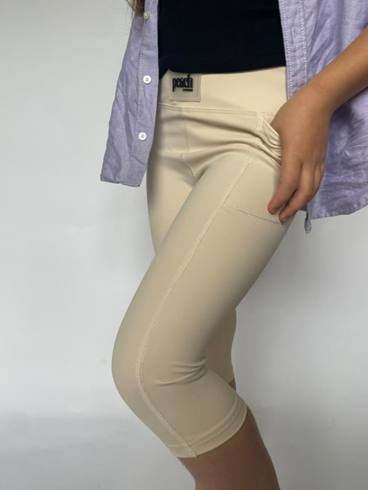 Girls 3/4 Length activewear leggings. Neutral colours.
