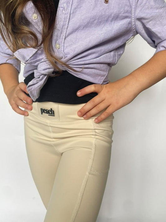 Girls 3/4 Length activewear leggings. Neutral colours.