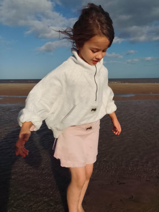 Unisex children's neutral sweater soft cotton blend. 