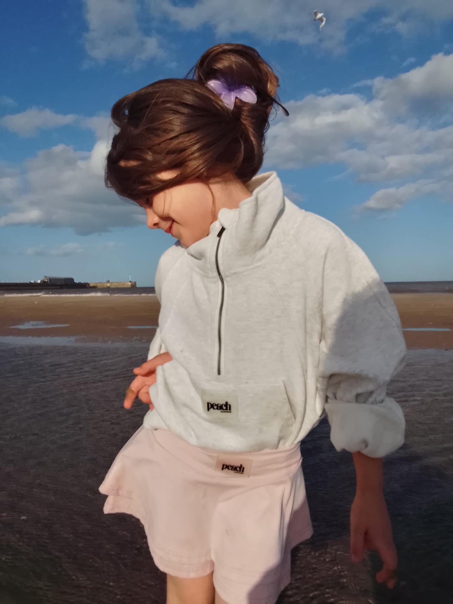 Unisex children's neutral sweater soft cotton blend. 